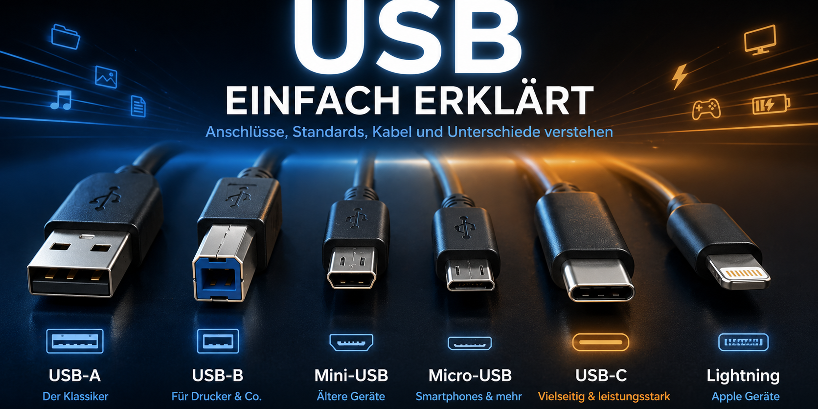 USB einfach erklärt - Anschlüsse, Standards, Kabel und Unterschiede verstehen